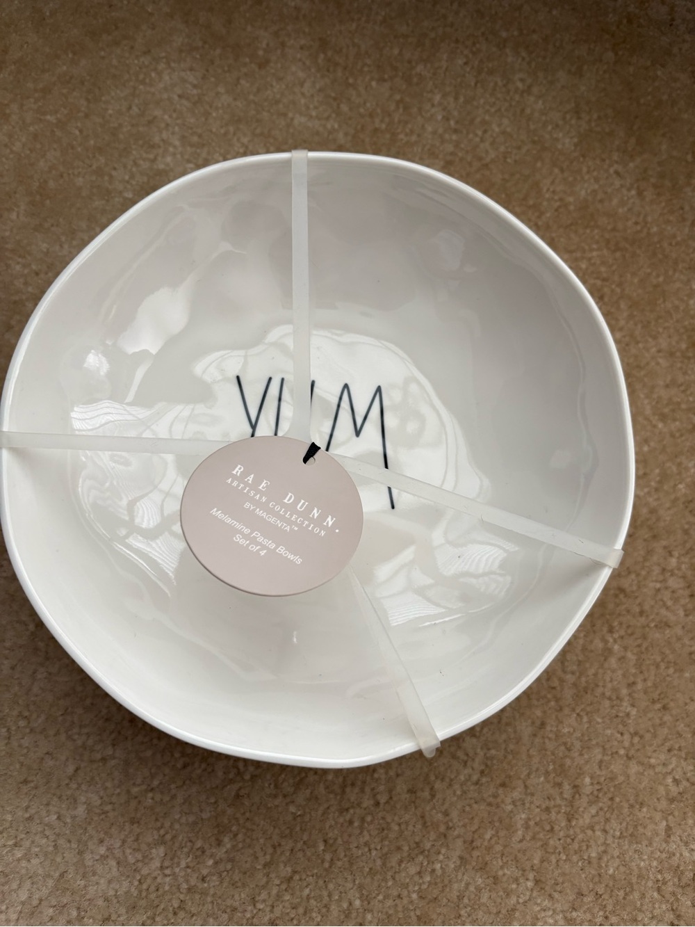Set of 4 Rae Dunn Melamine Pasta bowls YUM